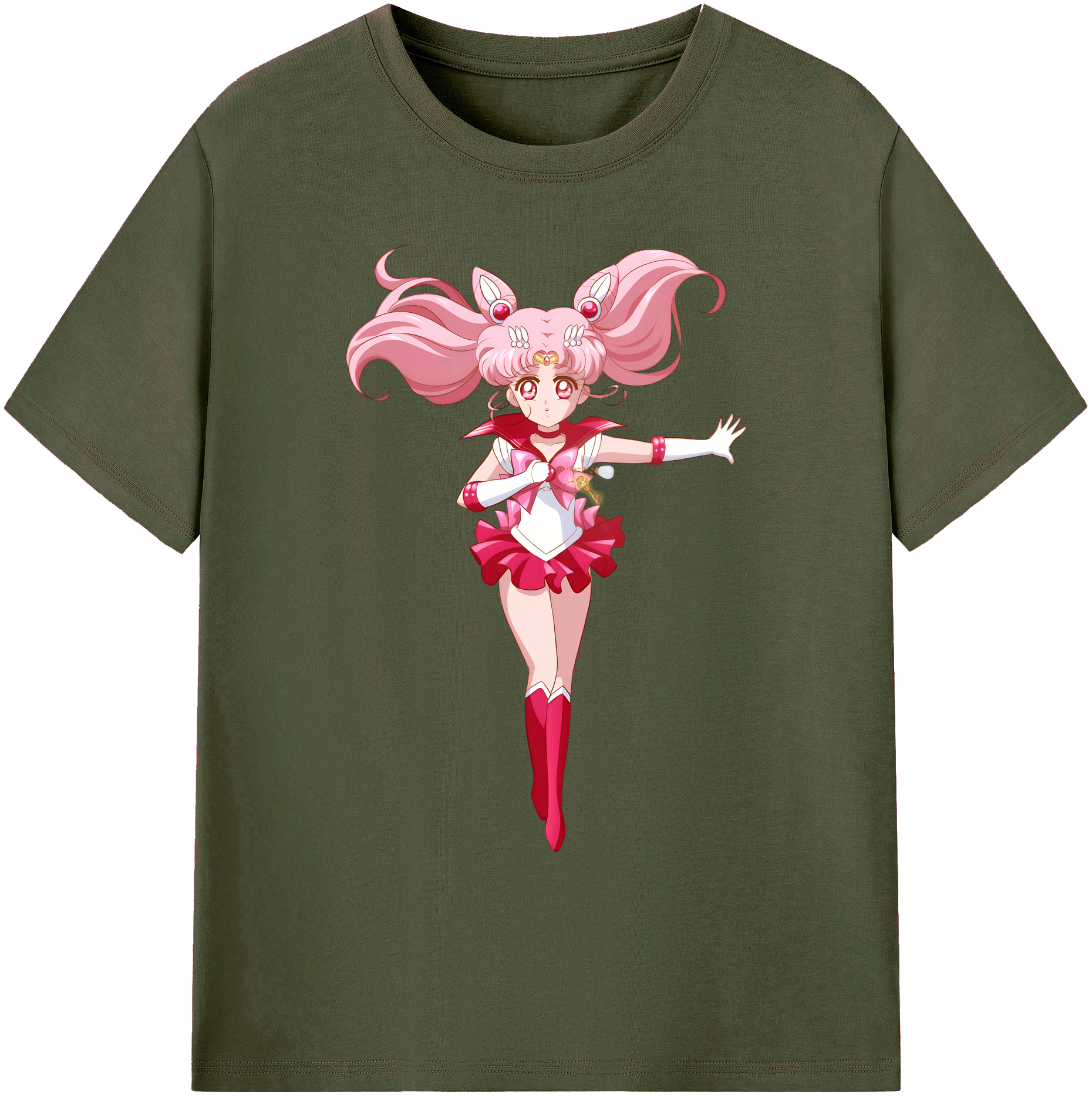 （画像用） 美少女戦士セーラームーン ちびうさ Sailor Moon Chibiusa Tsukino Usagi Small Lady Serenity 綿100％ メンズ半袖Tシャツ｜肌触りやわらか＆通気性